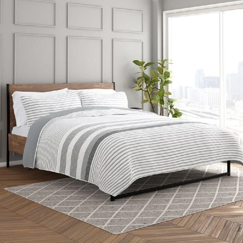 Recycled polyester blankets for an eco - conscious optionRecycled polyester blankets for an eco - conscious option3pc Full/Queen Quilted Coverlet Set Reversible Stripes Light Grey Recycled polyester blankets for an eco - conscious optionRecycled polyester blankets for an eco - conscious option3pc Full/Queen Quilted Coverlet Set Reversible Stripes Light Grey