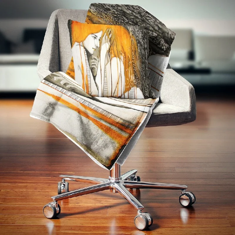 Cotton blankets for breathability and a lightweight feelCotton blankets for breathability and a lightweight feelDesignart 'Thoughtful Girl Illustration' Portrait Throw Blanket Cotton blankets for breathability and a lightweight feelCotton blankets for breathability and a lightweight feelDesignart 'Thoughtful Girl Illustration' Portrait Throw Blanket