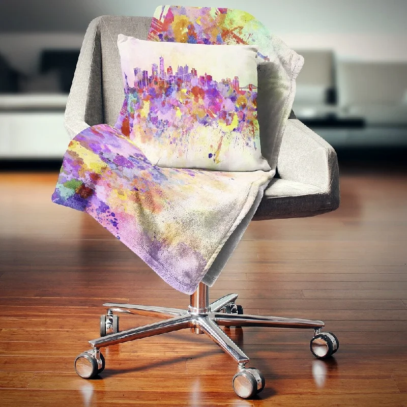 King - size blankets to cover large beds comfortablyKing - size blankets to cover large beds comfortablyDesignart 'Purple New York Skyline' Cityscape Throw Blanket King - size blankets to cover large beds comfortablyKing - size blankets to cover large beds comfortablyDesignart 'Purple New York Skyline' Cityscape Throw Blanket