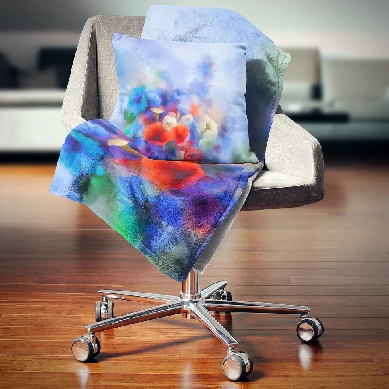 Cotton blankets for breathability and a lightweight feelCotton blankets for breathability and a lightweight feelDesignart 'Blue Corn Flowers and Red Poppies' Floral Throw Blanket