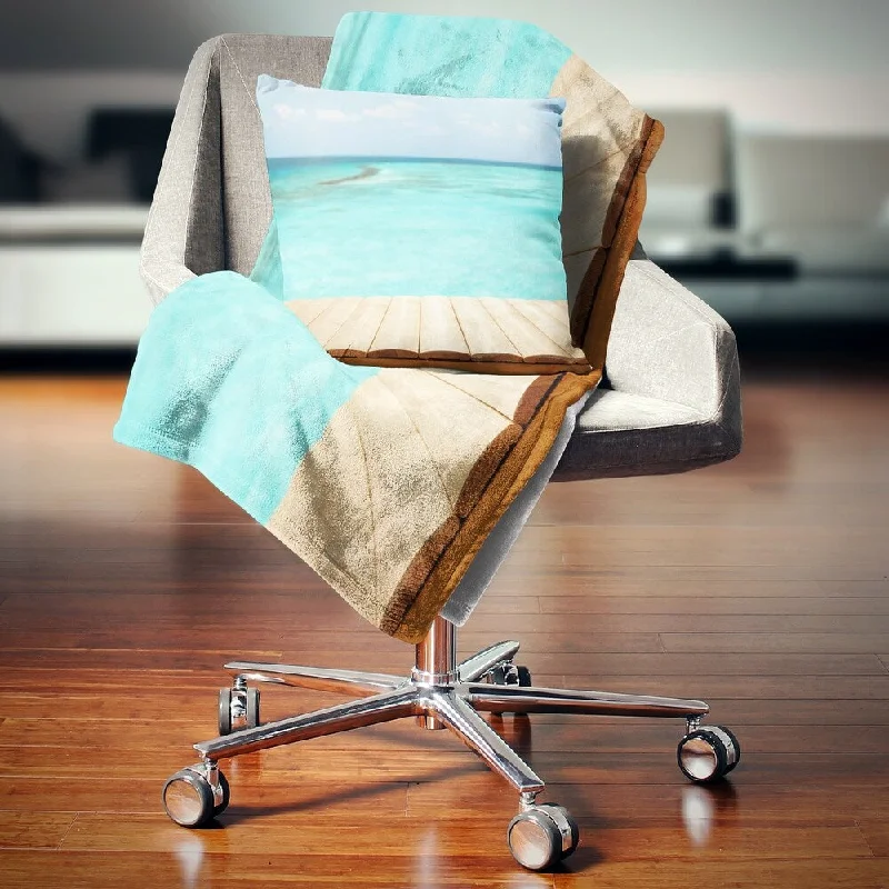 Recycled polyester blankets for an eco - conscious optionRecycled polyester blankets for an eco - conscious optionDesignart 'Wooden Planks on Sea Background' Seascape Throw Blanket