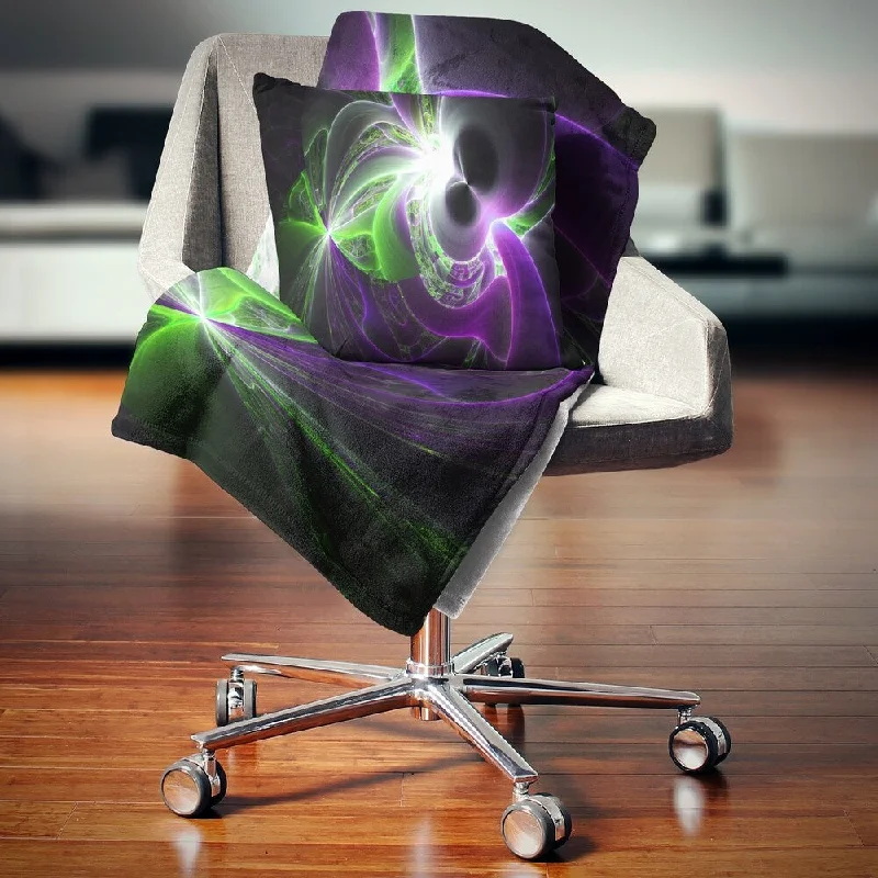 Cotton blankets for breathability and a lightweight feelCotton blankets for breathability and a lightweight feelDesignart 'Glowing Purple Green Plasma' Abstract Throw Blanket