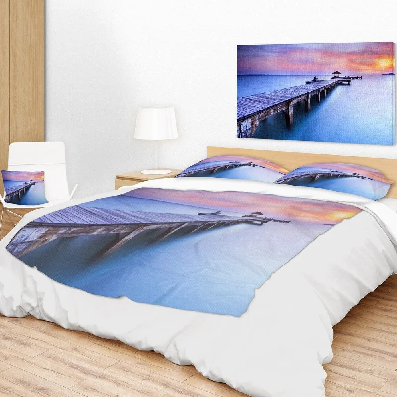 Wool blankets with natural warmth and insulationWool blankets with natural warmth and insulationDesignart 'Wooden Bridge over Blue Waters' Pier Seascape Throw Blanket
