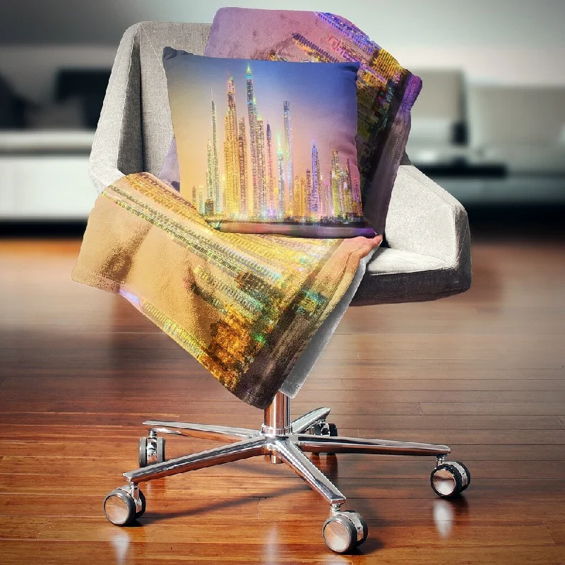 Chenille blankets with a thick and fuzzy textureChenille blankets with a thick and fuzzy textureDesignart 'Dubai Marina Skyscrapers Panorama' Cityscape Throw Blanket