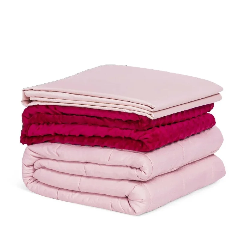 Queen - size blankets for standard - sized bedsQueen - size blankets for standard - sized beds15lbs Weighted Blanket with 2 Removable Duvet Covers Pink