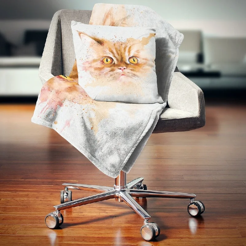 Synthetic fiber blend blankets for a budget - friendly choiceSynthetic fiber blend blankets for a budget - friendly choiceDesignart 'Serious Cat Face Watercolor Sketch' Animal Throw Blanket