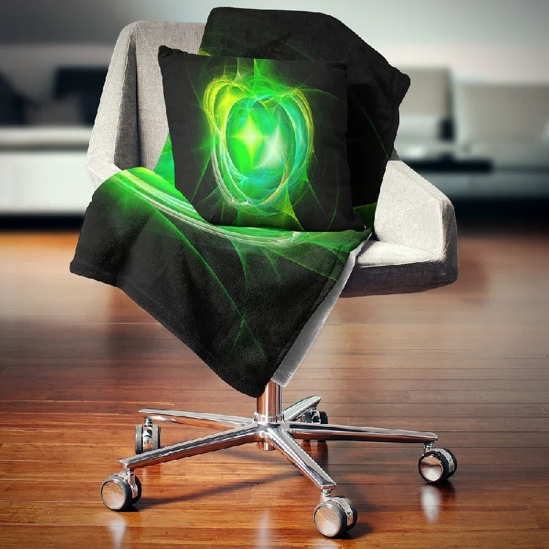 Cotton blankets for breathability and a lightweight feelCotton blankets for breathability and a lightweight feelDesignart 'Green Fractal Explosion Supernova' Abstract Throw Blanket
