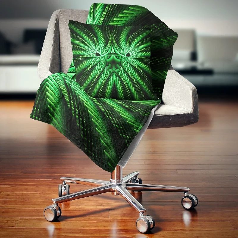 Synthetic fiber blend blankets for a budget - friendly choiceSynthetic fiber blend blankets for a budget - friendly choiceDesignart 'Glowing Green Fractal Flower in Black' Abstract Throw Blanket