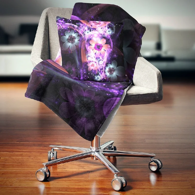 Rayon from bamboo blankets for a silky and breathable feelRayon from bamboo blankets for a silky and breathable feelDesignart 'Fractal Flower Dark Purple Digital Art' Flower Throw Blanket