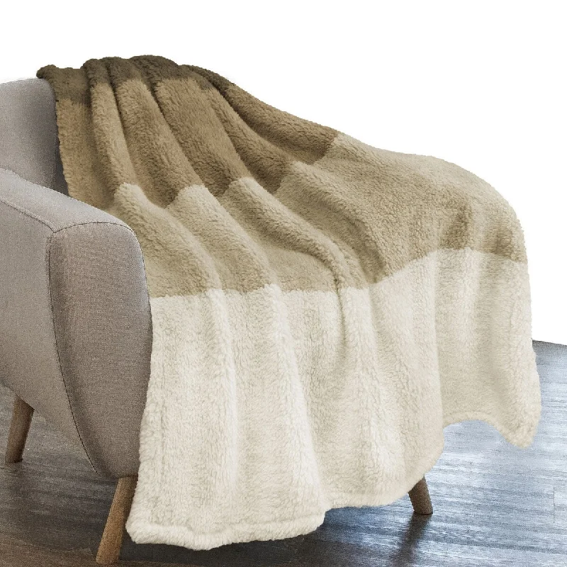 Rayon from bamboo blankets for a silky and breathable feelRayon from bamboo blankets for a silky and breathable feelSherpa Fleece Ombre Throw Blanket Taupe