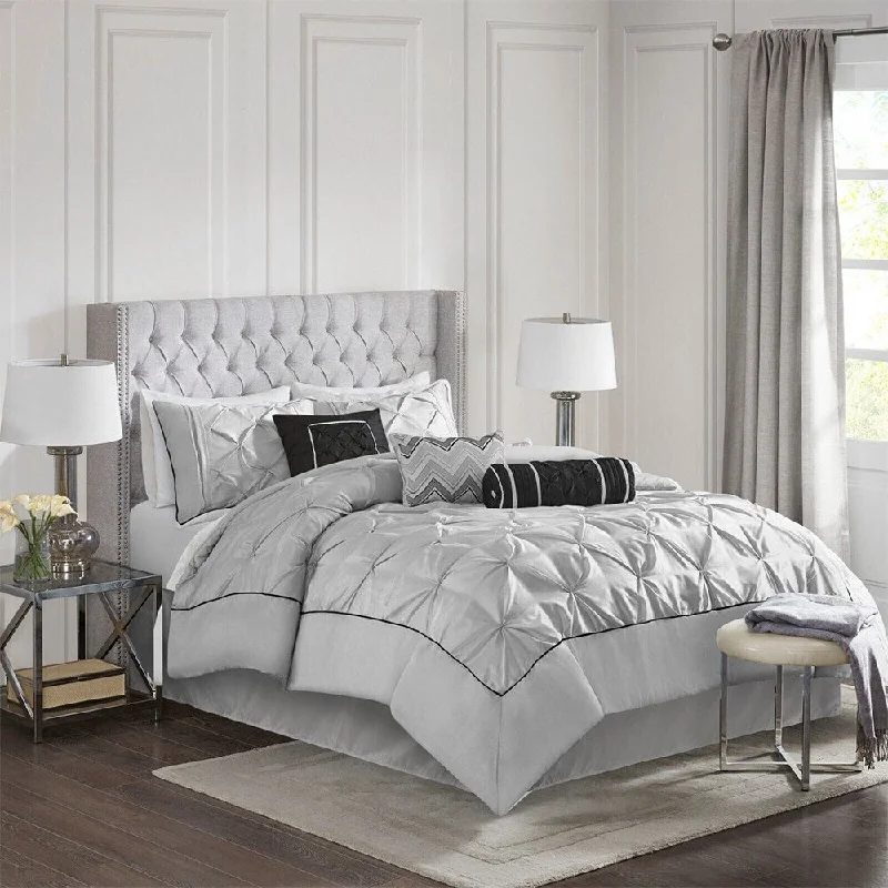 Silk blankets with a smooth and elegant touchSilk blankets with a smooth and elegant touch7pc Full Size Embroidery Tufted Comforter Set Grey