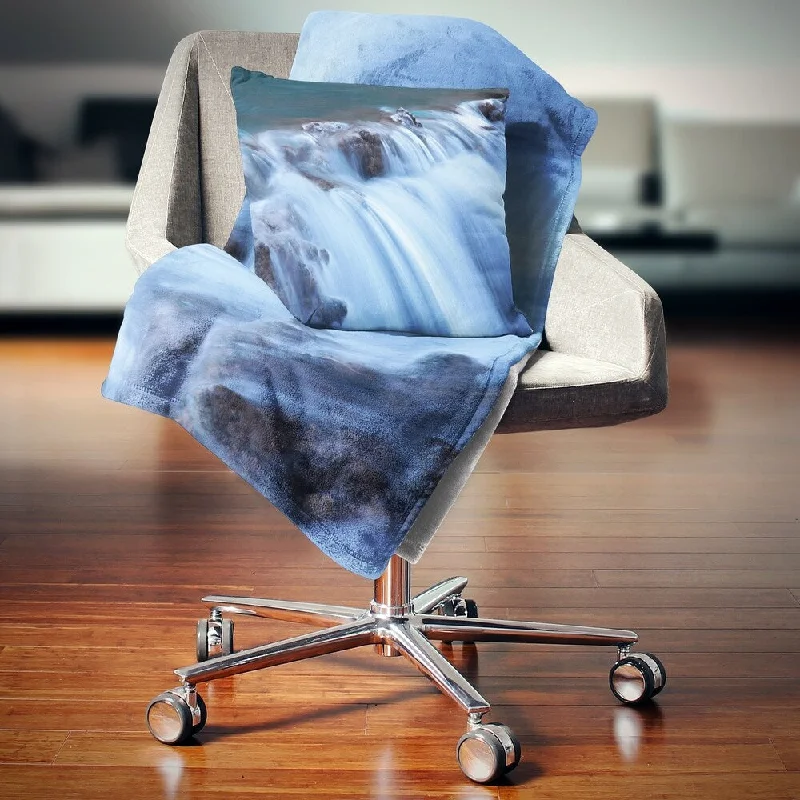 Recycled polyester blankets for an eco - conscious optionRecycled polyester blankets for an eco - conscious optionDesignart 'Fantastic Blue Water Cascade' Landscape Fleece Throw Blanket