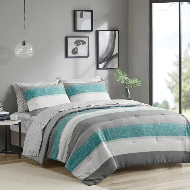 Cotton blankets for breathability and a lightweight feelCotton blankets for breathability and a lightweight feelQueen Comforter Set with Bed Sheets Aqua/Grey