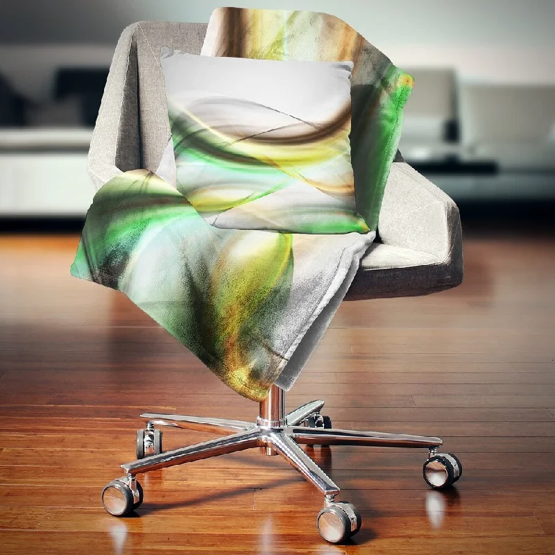 Silk blankets with a smooth and elegant touchSilk blankets with a smooth and elegant touchDesignart 'Abstract Green Yellow Waves' Abstract Throw Blanket