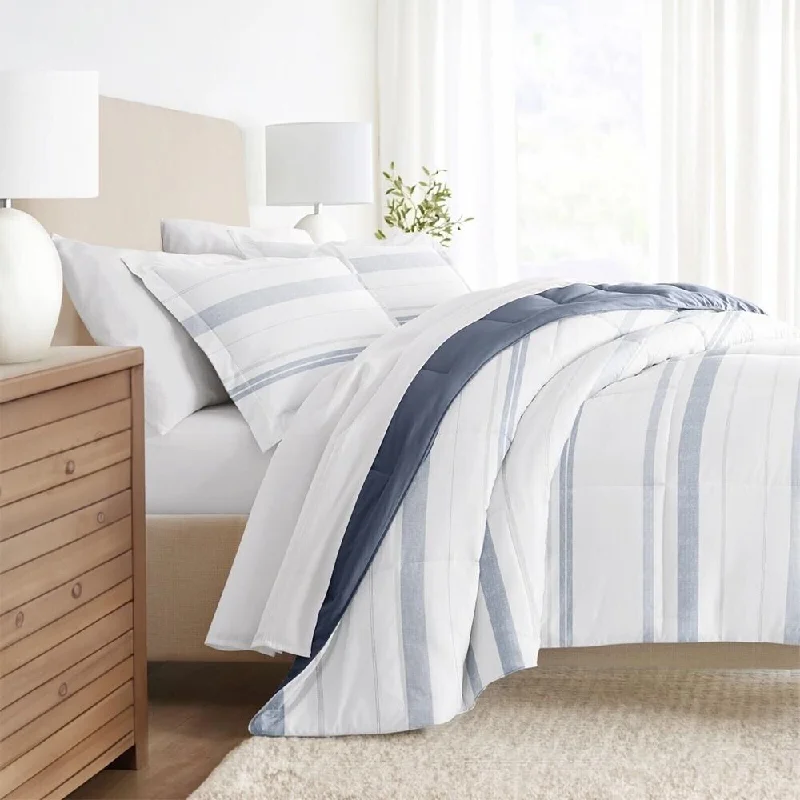 Recycled polyester blankets for an eco - conscious optionRecycled polyester blankets for an eco - conscious optionKing/Cal King Striped Patterned Reversible Comforter Set Blue Recycled polyester blankets for an eco - conscious optionRecycled polyester blankets for an eco - conscious optionKing/Cal King Striped Patterned Reversible Comforter Set Blue