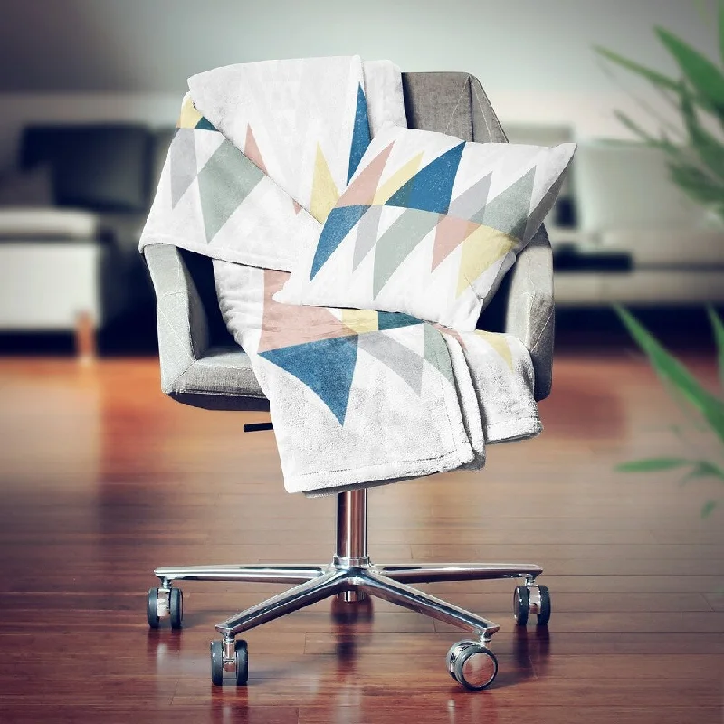 Chenille blankets with a thick and fuzzy textureChenille blankets with a thick and fuzzy textureDesignart' Composition Triangles III' Modern Throw Blanket - 71x59