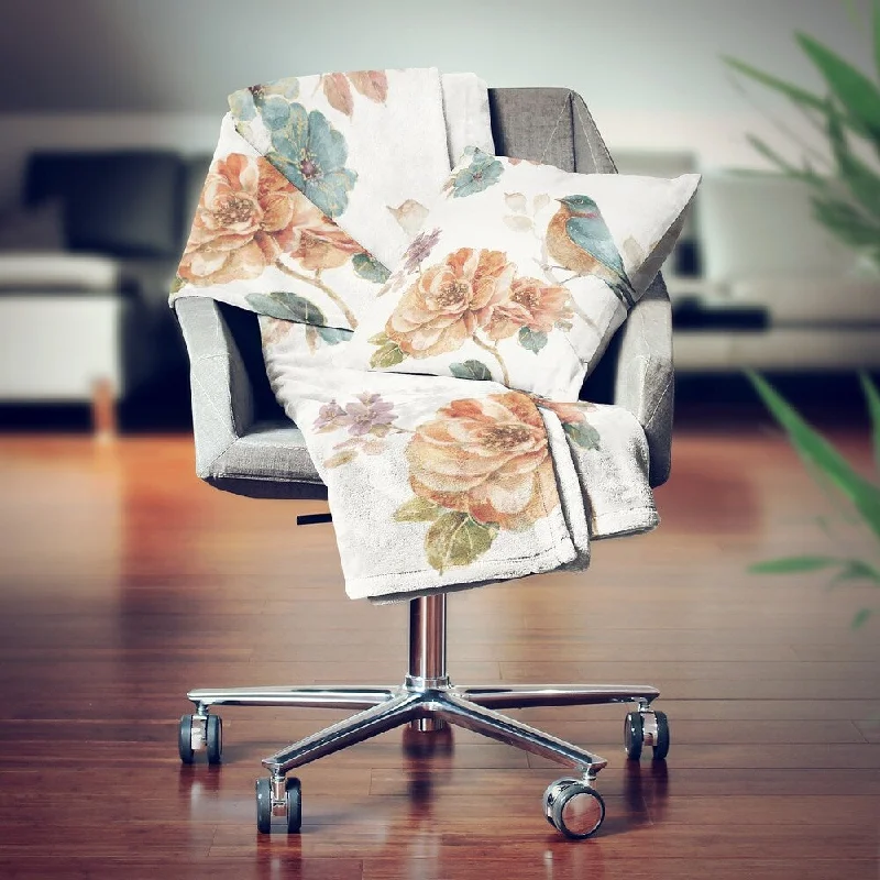 Alpaca wool blankets for a hypoallergenic and warm optionAlpaca wool blankets for a hypoallergenic and warm optionDesignart'Cottage Bird Flower Twig'Traditional Throw Blanket - 71x59