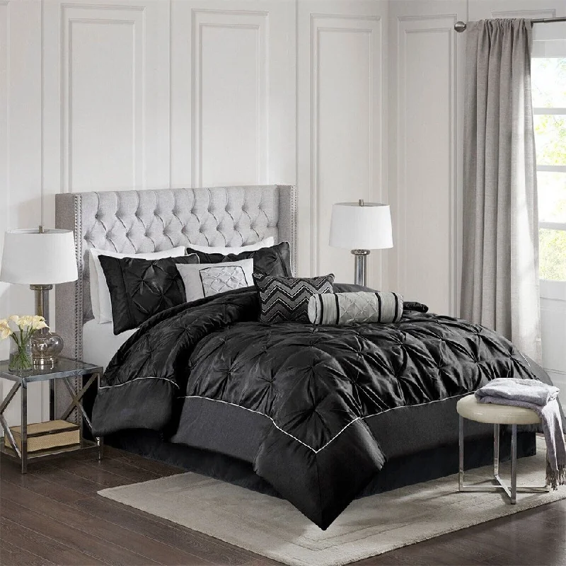 Fleece blankets for a cozy and plush textureFleece blankets for a cozy and plush texture7pc Queen Size Embroidery Tufted Comforter Set Black