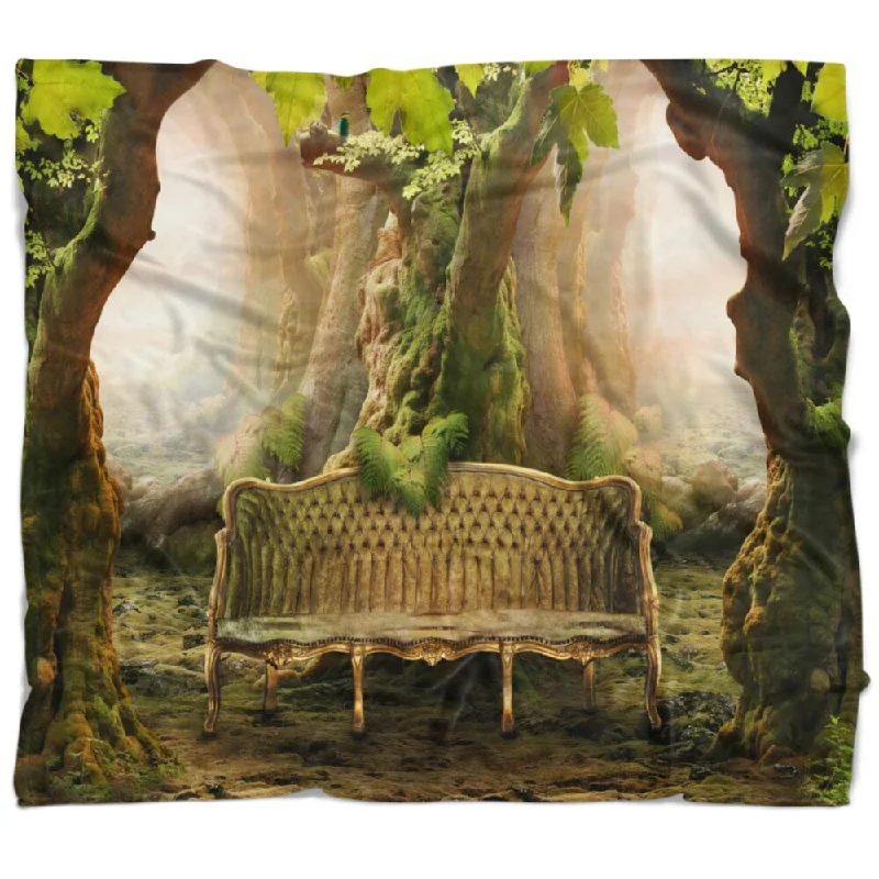 Queen - size blankets for standard - sized bedsQueen - size blankets for standard - sized bedsDesignart 'Romantic Seat in Deep Forest' Landscape Photography Throw Blanket