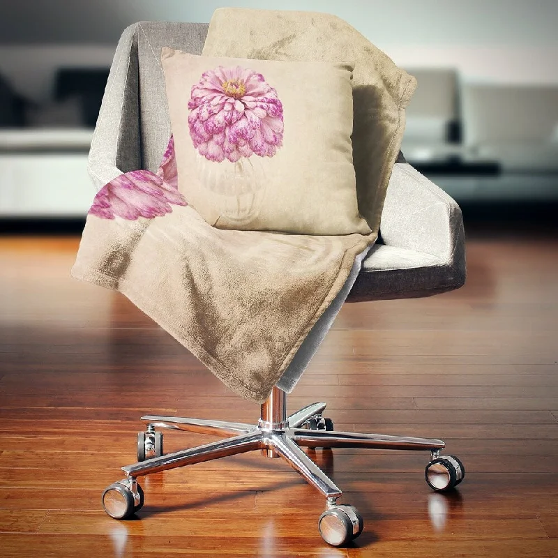 Mohair blankets with a unique sheen and softnessMohair blankets with a unique sheen and softnessDesignart 'Pink Flower in Vase Watercolor' Floral Throw Blanket