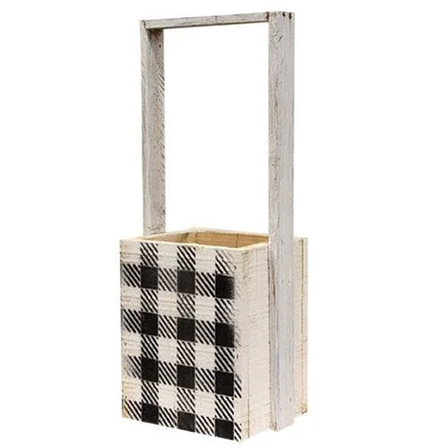 Bed skirts with a multi - colored patternRustic Wood Black & White Buffalo Check Flower Tote Bed skirts with a multi - colored patternRustic Wood Black & White Buffalo Check Flower Tote