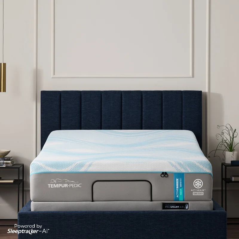Innerspring mattresses with coil counts for supportTempur-Pedic® TEMPUR-ActiveBreeze® Medium Hybrid Smart Bed & Base