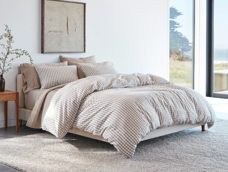 Down Alternative Pillows for Ethical ChoicesCoastal Gingham Organic Duvet Cover