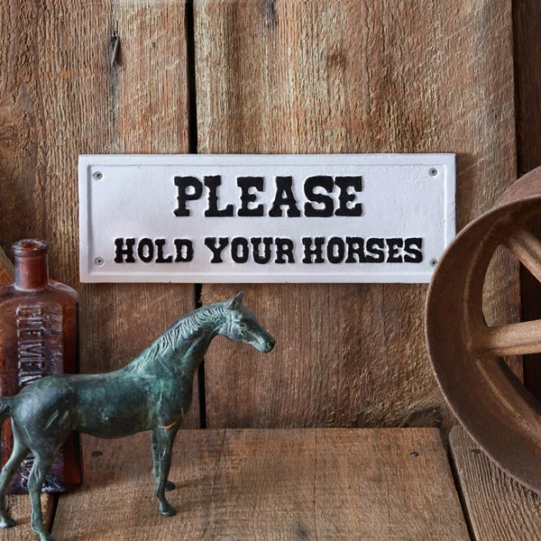 Bed skirts in pastel shades for a delicate lookHold Your Horses Cast Iron Wall Sign