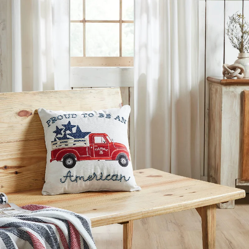 Square Pillows for Modern Home DecorProud To Be An American Red Truck Pillow