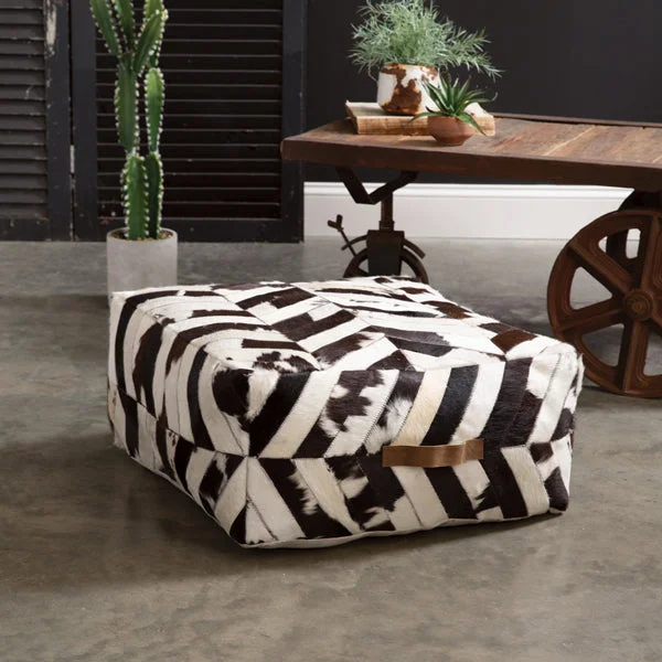 Bed skirts with a shabby - chic styleChevron Cowhide Pouf