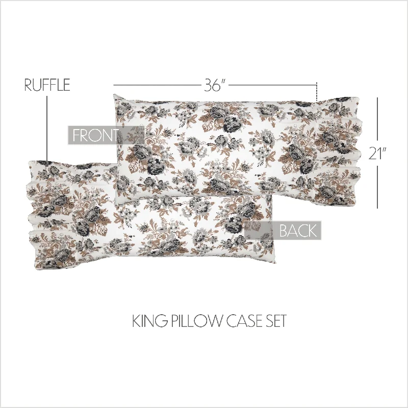 Bed skirts with a multi - colored patternAnnie Portabella Floral Ruffled King Pillow Case Set of 2 21x36+8 Bed skirts with a multi - colored patternAnnie Portabella Floral Ruffled King Pillow Case Set of 2 21x36+8