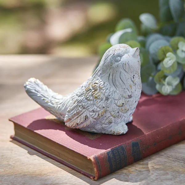 Bed skirts with a tie - back design for adjustabilityRustic Cottage Chirping Bird Figurine