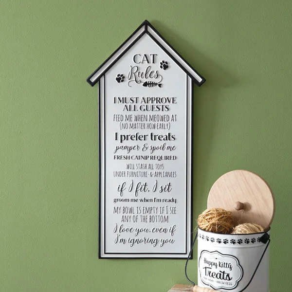 Bed skirts with a beach - themed printCat Rules Wall Sign