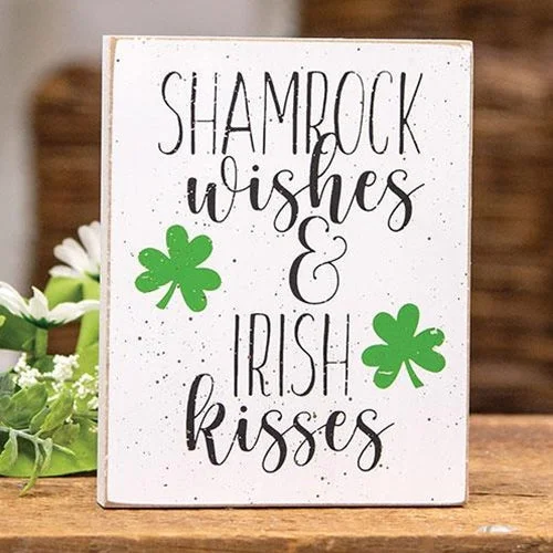 Bed skirts with a contemporary styleShamrock Wishes & Irish Kisses Block Sign