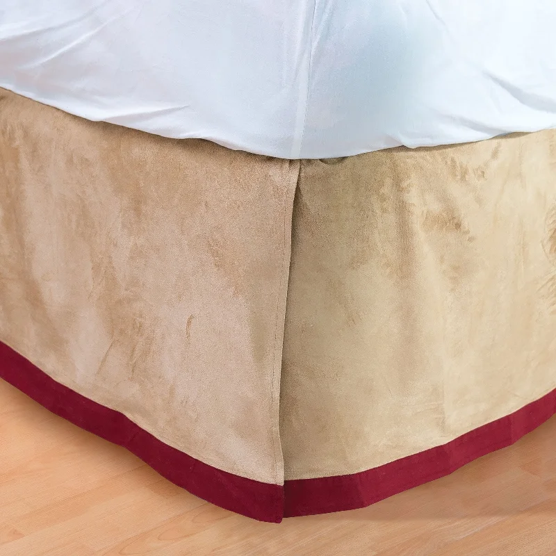 Cotton bed skirts for a soft and breathable lookTan Faux Suede and Red 14-inch Drop Bed Skirt Cotton bed skirts for a soft and breathable lookTan Faux Suede and Red 14-inch Drop Bed Skirt