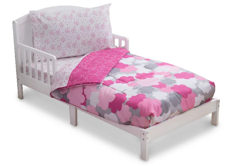 Gel - infused memory foam mattresses for cooler sleepGirls 4-Piece Toddler Bedding Set