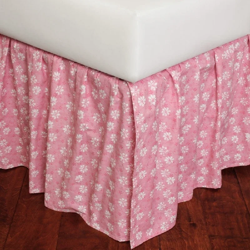 Bed skirts with a plaid pattern for a traditional styleAngelee Pink Cotton Floral Bed Skirt