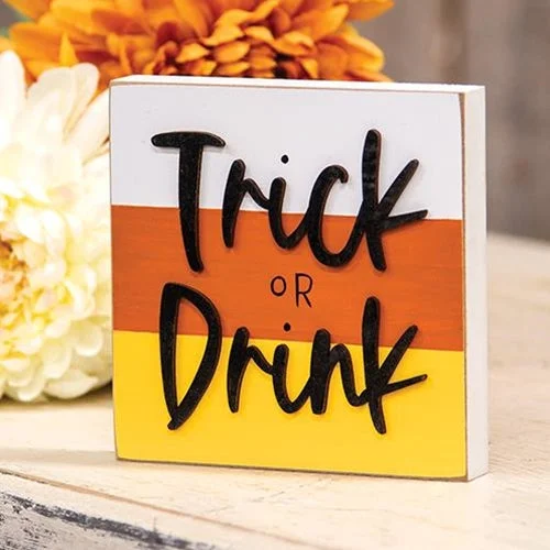 Bed skirts with a tropical print for a vacation - inspired feelTrick or Drink Block Sign