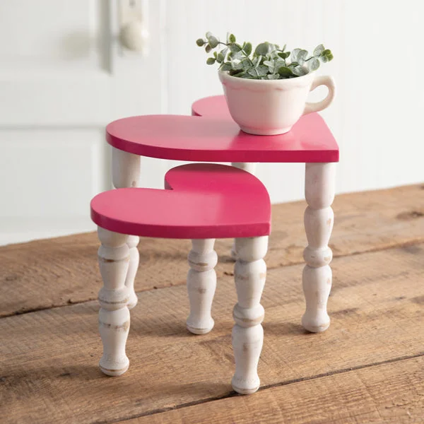 Bed skirts with a tie - back design for adjustabilitySet of Two Tabletop Heart Stools - Pink Bed skirts with a tie - back design for adjustabilitySet of Two Tabletop Heart Stools - Pink