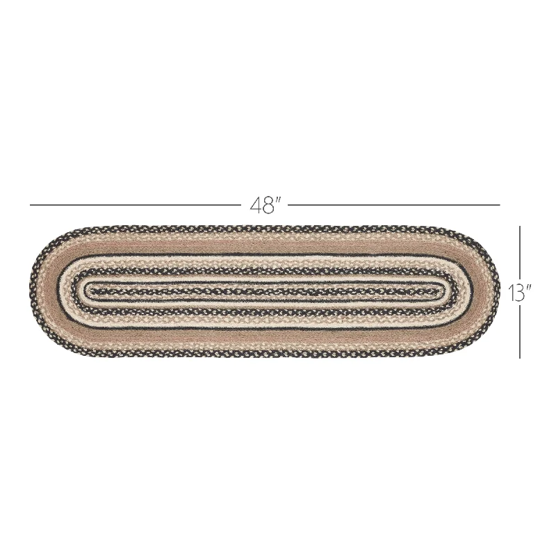 Bed skirts with a multi - colored patternSawyer Mill Charcoal Creme Jute Oval Runner 13x48