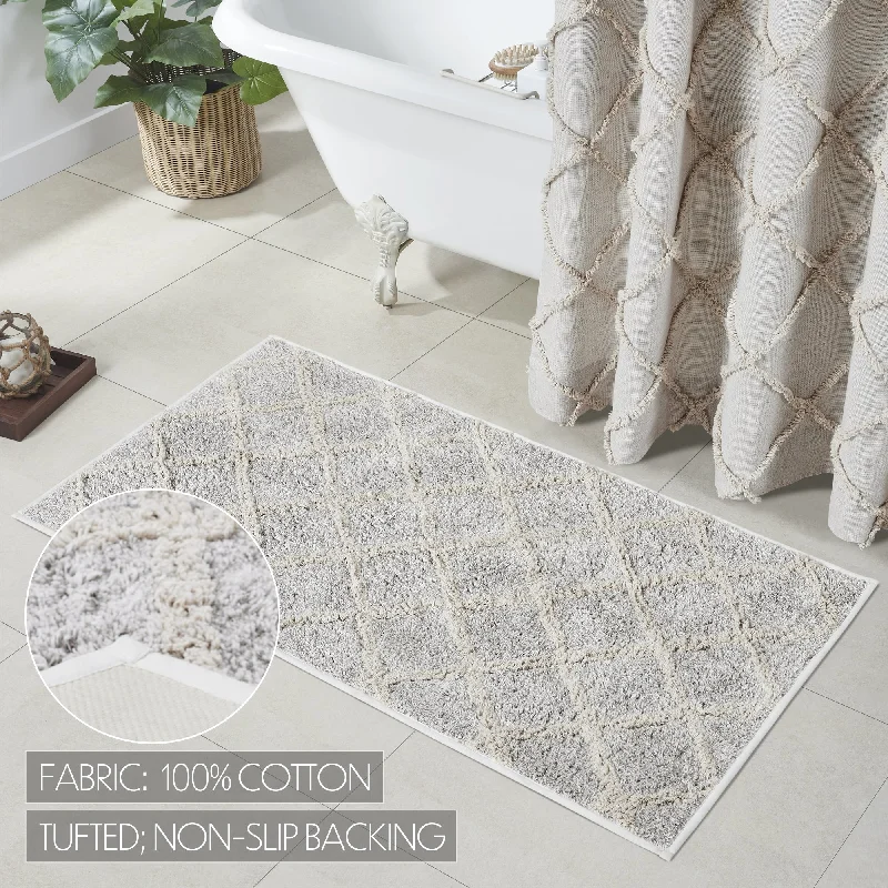 Bed skirts with a modern art - inspired printFrayed Lattice Oatmeal Bathmat 27x48