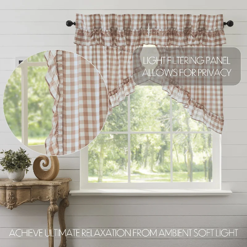 Bed skirts with a high - thread count for a quality feelAnnie Buffalo Portabella Check Ruffled Prairie Swag Set of 2 36x36x18 Bed skirts with a high - thread count for a quality feelAnnie Buffalo Portabella Check Ruffled Prairie Swag Set of 2 36x36x18