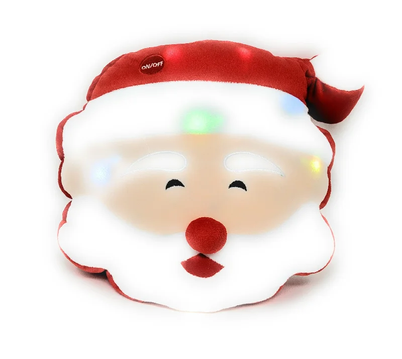 Cotton Pillows for Natural ComfortTache Squishy Light Up Cute Christmas Cheery Santa Microbead LED Throw Pillow