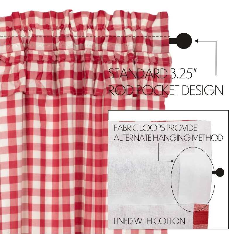 Bed skirts with a vintage - inspired patternAnnie Buffalo Red Check Ruffled Panel 96x50 Bed skirts with a vintage - inspired patternAnnie Buffalo Red Check Ruffled Panel 96x50