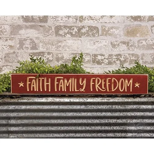 Bed skirts with a nautical themeFaith Family Freedom Engraved Sign 24"