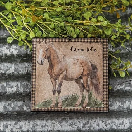 Bed skirts with a geometric cut - out designFarm Life Horse Portrait Square Ornament