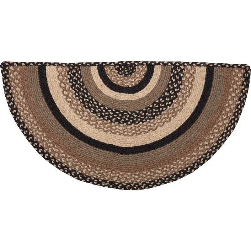 Linen bed skirts for a natural and rustic feelSawyer Mill Charcoal Creme Jute Rug Half Circle w/ Pad 16.5x33