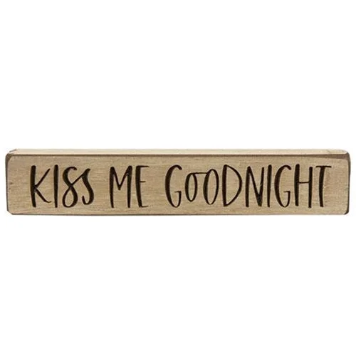 Bed skirts with a beach - themed printKiss Me Goodnight Engraved Block 9"
