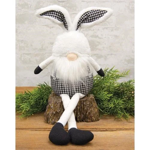 Queen - size bed skirts with ruffled edgesBlack & White Buffalo Check Bunny Ear Gnome