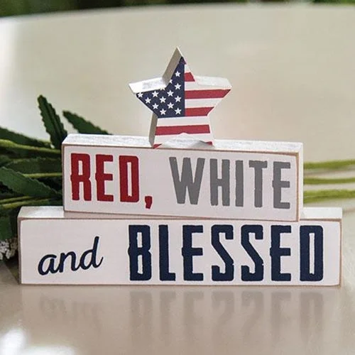 Queen - size bed skirts with ruffled edges3/Set Red White and Blessed Blocks